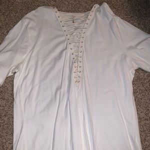 White lace up LF tee